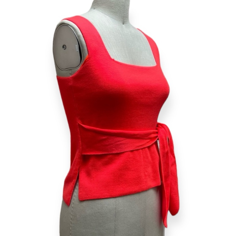 Anthropologie Multi-Way Tie Top Neon Coral